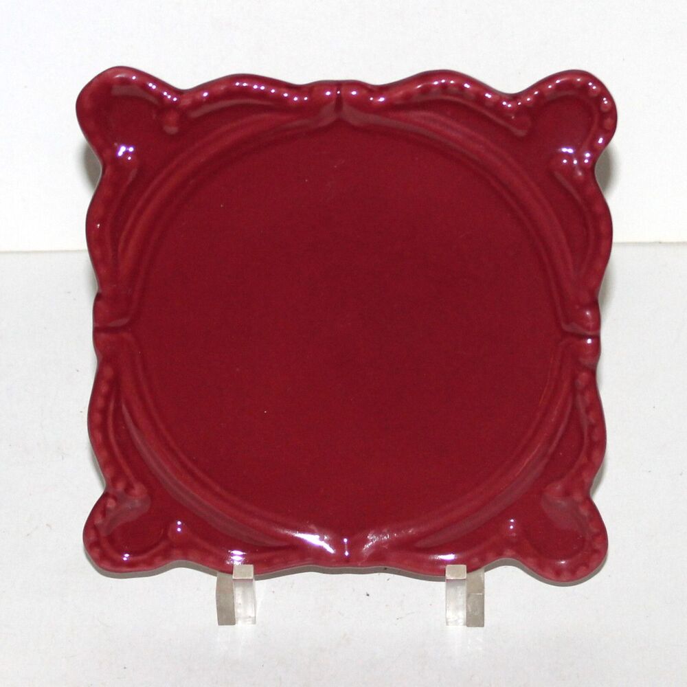 California Pantry square dish tray Dark Red 2005 ceramic trivet candle burgundy